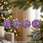 bola natalina casa bella 4 unidades roxo 7cm (mp)